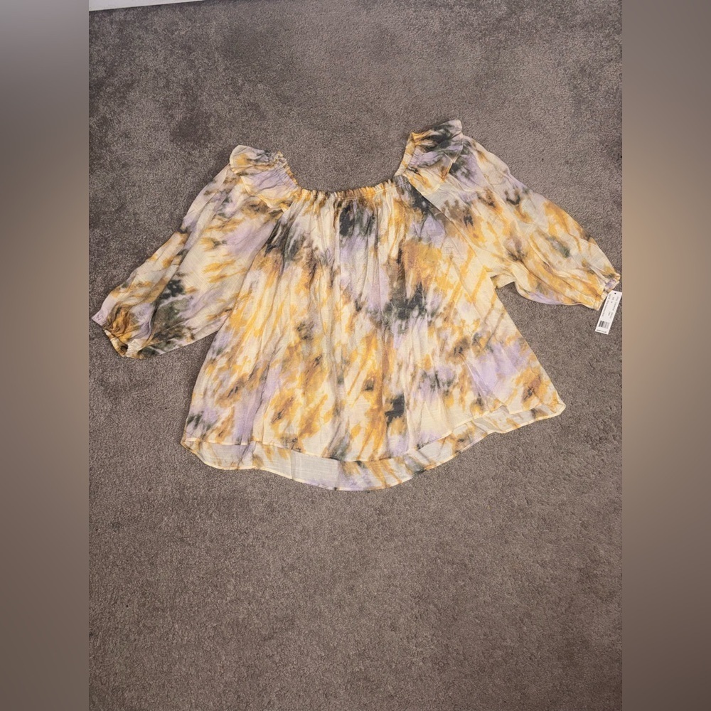 Zac & Rachel Womens Blouse Tie Dye Off Shoulder Boho 3/4 Balloon
Sleeve Large - Picture 2 of 15